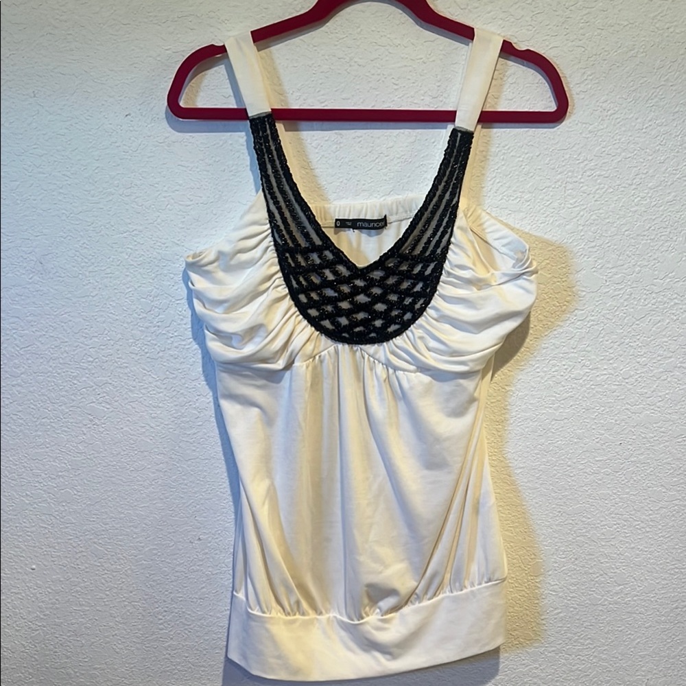 Maurice’s White and Black Blouse with Chic Design